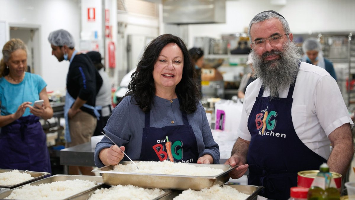 Rabbi Doctor, Dovid Slavin, and Laya Slavin from Our Big Kitchen