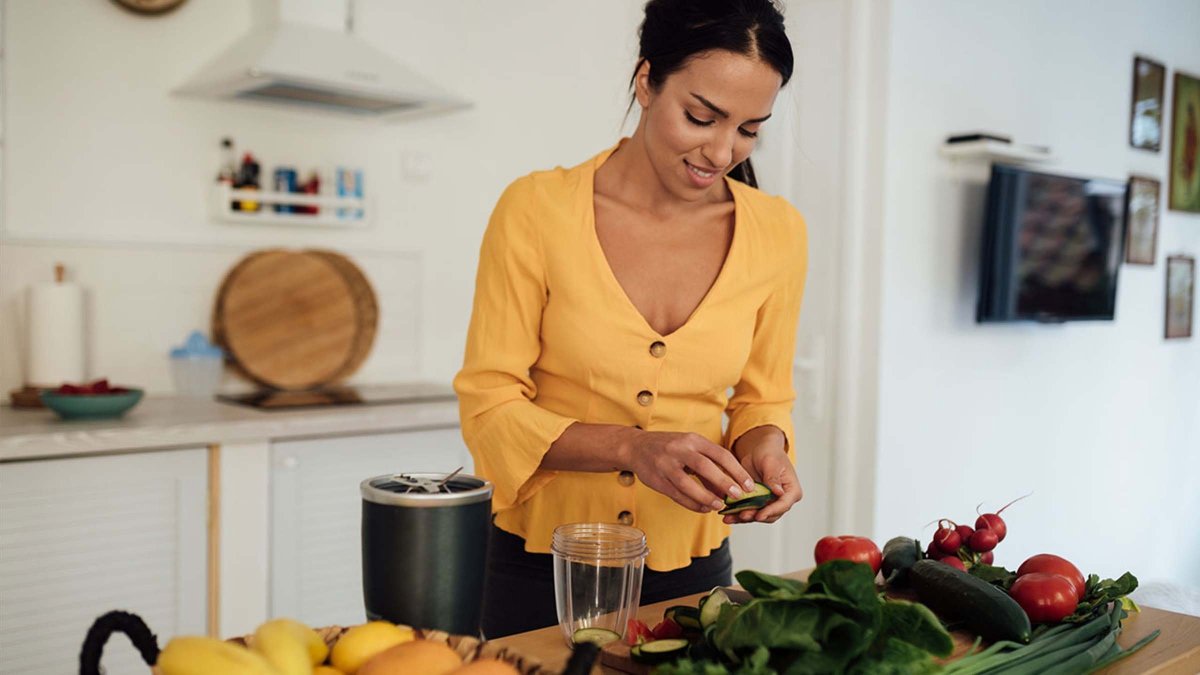 Woman preparing vegetables