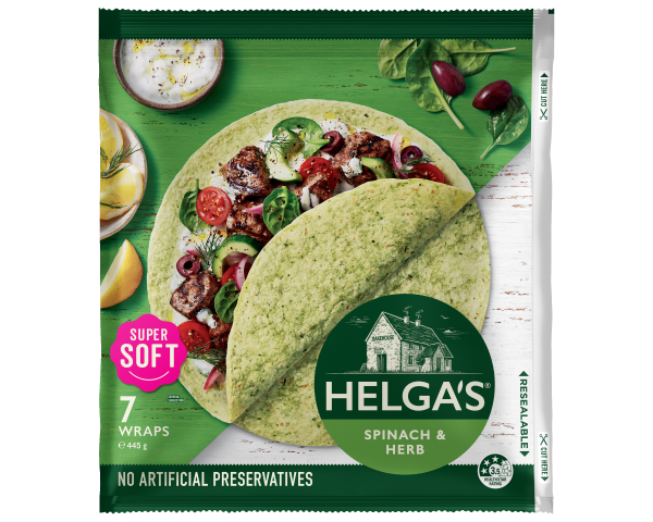 Helgas Wrap Spinach and Herb P7 445 g