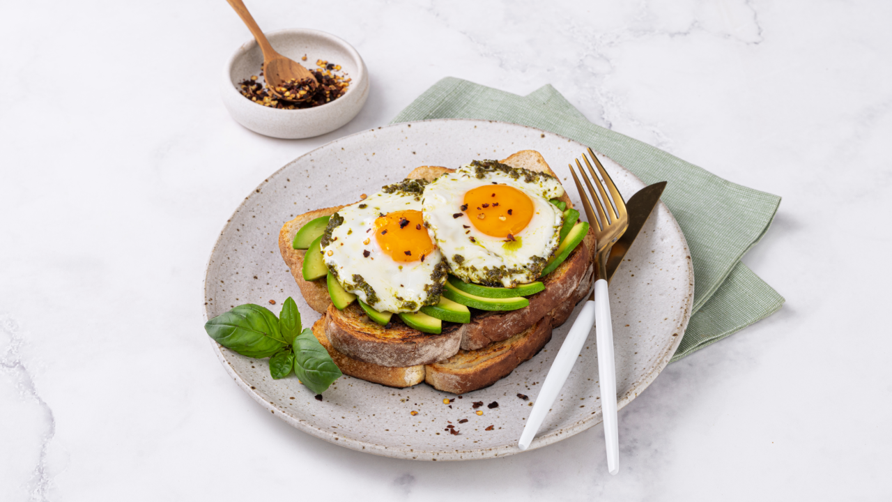 Pesto Fried Eggs & Avo on Toast
