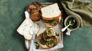 Lebanese-Style Eggplant Sandwiches with Garlic Dip Image